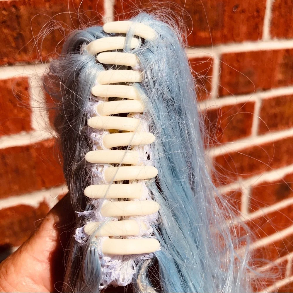 Blue 40” Ponytail Long Wavy Hairpiece Claw Clip in Pony Tail wig Hair Extension